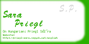 sara priegl business card